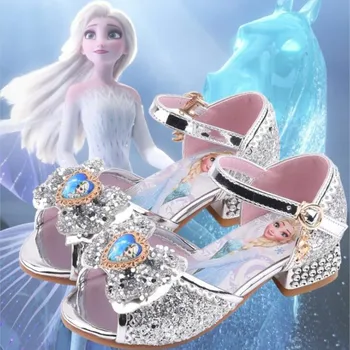 Sandale za djevojčice Frozen 2, cipele princeza Эльзы, kristalne cipele za djevojčice, dječje cipele za prikazivanje na visoku petu cipele za modnu pistu