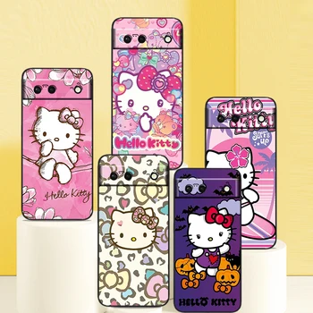 Sanrio Hello Kitty Slatka za Google Pixel 8 7 7A 6A 6 5A 5 4 4A XL 5G Crni silikon šok-dokaz torbica za telefon