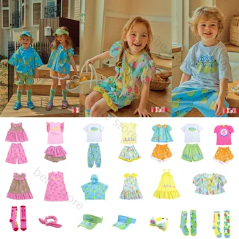 Shop Bebe/ BEBEBEBE/ 23 ljetna haljina s lukom za djevojčice, ružičasta majica s kratkim rukavima, suknja, nogavica odijelo, korejski izdanje, slatka dječji kostim