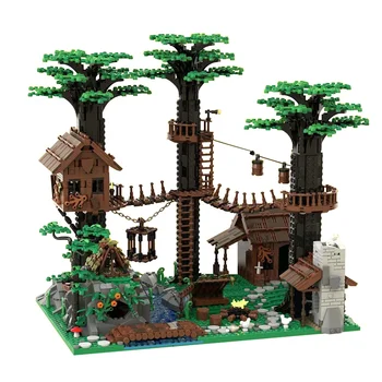 Sjedište Moc Forestmen Model Primitivnog šumarstva kućica na stablu Skup sastavnih blokova 3092 kom Cigle igračke za djecu Pokloni