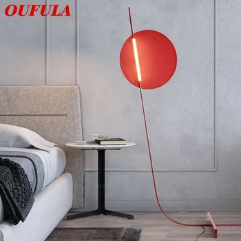 Skandinavski Crvena podna lampa OUFULA, Funky Moderna Obiteljska dnevni boravak, Kreativni Led Dekorativna lampa za spavaće sobe