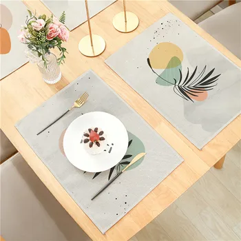Skandinavski jednostavan dizajn lišća biljaka, lanena krpa, jastuk za jelo 32x42 cm za blagovanje, kuhinje, dnevnog boravka