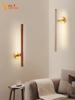 Skandinavski moderan minimalistički zidne lampe iz orah bakar, led zidna lampa, pozadina za uređenje doma, Noćni ormarić, Terasa, Dnevni boravak / Blagovaonica