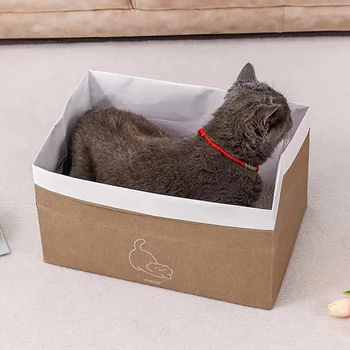 Sklopivi Mačji dom za dual-kraft-papir, kutija za pohranu mačke s ploče za когтеточки, igraonica za krevet za mačke, Dom za kućne ljubimce i Pribor za когтеточки za mačke