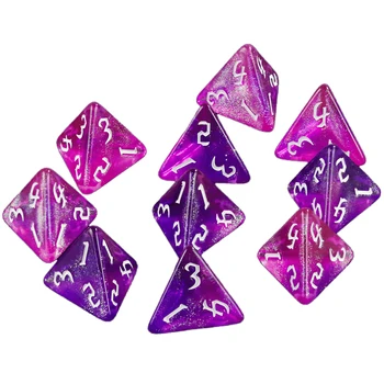 Skup višestrukih kocke D4 10шт 4-treće strane kocke za igranje uloga D & D igre na ploči Obojene kocke sa šljokicama