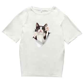 Slatka majica sa 3D mačka, kratki rukav, мультяшный top s okruglog izreza, muška i ženska odjeća za parove, topla rasprodaja