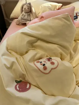 Slatka мультяшный zec žuti komplet posteljinu dijete teen, blizanac potpuna kraljica kralj pamuk domaće tekstilne krevetu jastučnicu deka