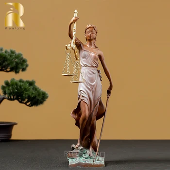 Slavni brončani kip Lady Джастис, Brončana skulptura boginje pravde, Brončana umjetnička kipić Grčke božice za dekor kućni ured