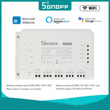 Sonoff 4CH Pro R3 10A / Gang 4-Kanalni Wifi Smart Switch 433 MHZ RF Daljinski Upravljač Wifi Prekidač svjetla Podržava 4 Uređaja Radi Alexa