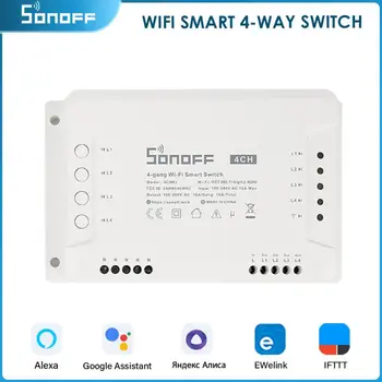SONOFF 4CH R3 WiFi Smart 4 Gang Switch Modula Alexa Google Home Glasovno Upravljanje S Самоблокирующейся Ispreplesti Kroz program eWeLink