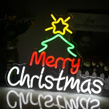 Sretan Božić, neonski svjetlo, ukras za zurke, Neonski svjetlo, Božićni home dekor, Zidne lampe Usb božić božićno drvce