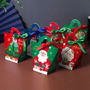 Sretan Božićni domjenak Prijenosna kutija za slatkiše, grickalice, kekse Dječje Kreativno Prijenosna kutija za bombone Novi Poklon pakiranje Proizvodnja kutija