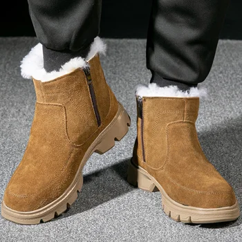 Sshooer/ Muške cipele od bičevati; tople vunene krzna zimske čizme od mekane plišane; radna obuća za hodanje; mondeno cipele na munje;