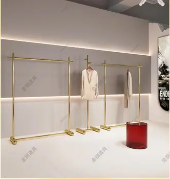 Stalak za izložbe robe u trgovini odjeće podno tipa od nehrđajućeg čelika, titana, zlata, rotirajući vješalica za odjeću, police za izložbe robe