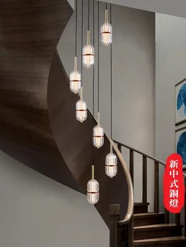 Stepenice vile Duge Luster Novi Лестничный lampa u kineskom stilu Dvoetažni zgrada Prazna Revolving Лестничная Luster