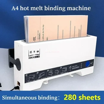 Stroj za uvez vruće расплавом formata A4 Mala automatski stroj za lijepljenje kućnog ureda, stroj za Uvez toplinska obrada 4 mm korice za dokumenta