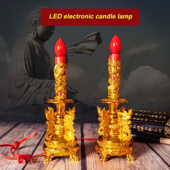 Svijećnjaci Uzorak Phoenix Zmaj-Poboljšavanje Slike Buddha Temple Božić Električni Svijeća Žarulje