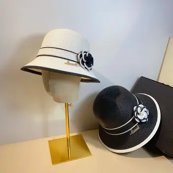 Topla rasprodaja mali mirisni vjetar crno-bijeli poplun соломенное ulične elegantan солнцезащитное кепи u stilu Hepburn
