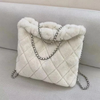 Trendy ženske torbe 2023 godine, luksuzne dizajnerske ženske torbe od vune s dijamant rešetaka, funky torbu preko ramena, ruksak