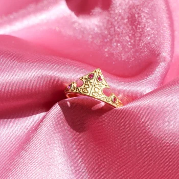 Trokutasti prsten u obliku krune Aurora za žene, Moderan Vjenčanje nakit, Pribor, Позолоченное Podesiv prsten s цирконием, poklon za nju