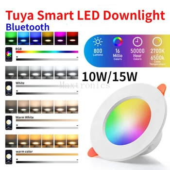 Tuya Bluetooth Smart 10-15 W Led Downlight LED Stropni Ugrađivanja Svjetiljka S Podesivim Svjetline Spot Lampe RGB + CW + WW Smjenski Rad Alexa