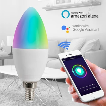 Tuya E14 E12 Pametna Svijeća-Lampa RGBCW 5 W Led Žarulja Smartthings S Daljinskim Upravljanjem, Kompatibilna S Alexa Home