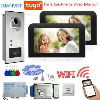 Tuya WIFI video interfon za Kućnu Vanjsku i Interfon sa Zaslonom od 7-Inčni Monitor Ulični Zvono na Vratima RFID Takeout Ploča Za 2 Stana