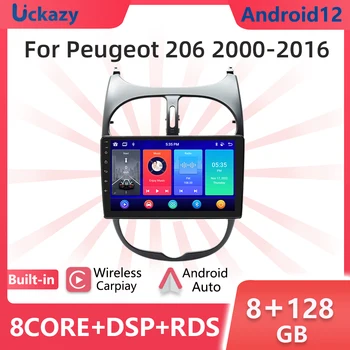 Uckazy Авторадио 2 din Android 12 Auto Media Player Za PEUGEOT 206 2001-2008 Stereo Audio GPS Navigacija Glavna Jedinica Carplay