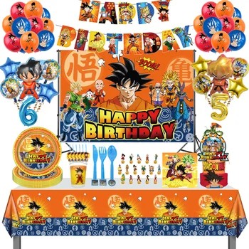 Ukras za party u čast Rođenja Goku Dragon Ball Z Dječje Posuđe za tuširanje, Šalica, Stolnjak, Broj, podloga za kolač s balonom, Dar za dječaka