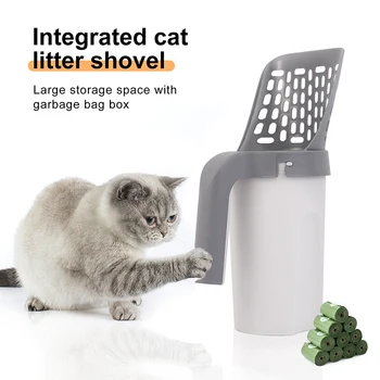 Univerzalni kašičica za mačji wc, Prijenosni spremnik za mačji wc s vrećom za smeće, Kolektor fekalne kućne ljubimce, Udaljiti pribor za čišćenje mačke
