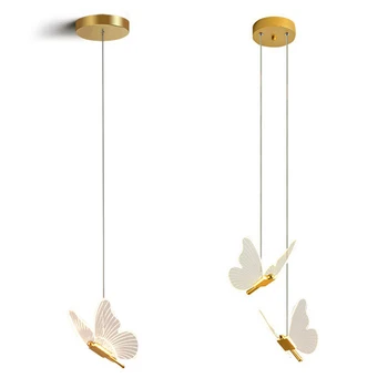 Viseće svjetiljke Butterfly LED Nordic Golden Noćni luster za dnevni boravak noćni lampe za spavaće sobe