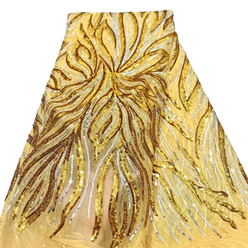 Visokokvalitetna Afrička cvjetne čipke platno, Bijela Francuska mrežaste tkanine, šljokice, vezeni tila, Нигерийская cvjetne čipke tkanina 5 metara 2024