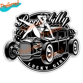 Visokokvalitetna vintage naljepnica Lucky Girl Hot Rod za motokros, kaciga za prijenosno računalo, vinil naljepnica na zidu prtljažnika, automobilska oznaka za grickanje