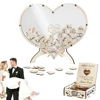 Vjenčanje knjiga gostiju u obliku srca, drveni predmeti vjenčanje registra, Vjenčanje knjiga gostiju, idealna knjiga gostiju za svadbene zabave i vjenčanja tuševima