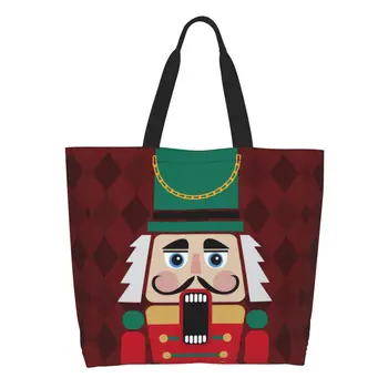 Zabavna lutka Orašar, torbe za kupovinu, recikliranje Crtani солдатика, Božićni poklon, холщовая torba za kupovinu od namirnica na ramenu