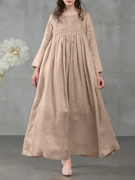 ZANZEA/ Elegantne haljine s dugim rukavima, trendi ženski сарафан s trga cutaway, плиссированное haljina-košulja, ženski ogrtač, maxi-haljinu Оверсайз