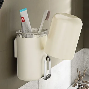 Zidni držač za električne četkice za zube, Organizator je za kupatilo, Čašica za pohranu četkica za zube, Bez perforacije, Set kupaonske
