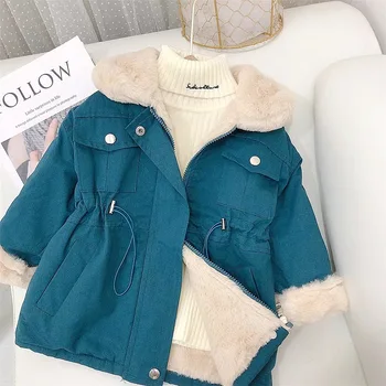 Zimska jakna od umjetnog krzna od 2 do 8 godina, kaput za djevojčice, funky Korejski Dječja odjeća s dugim rukavima, topla debela odjeća za djecu