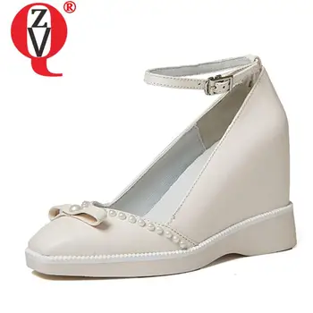 ZVQ/ Ženske jesenje cipele novog stila na zaobljenom komad pete s ukrasnim bisera i trga vrhom, čvrsta, slatka luk, udoban
