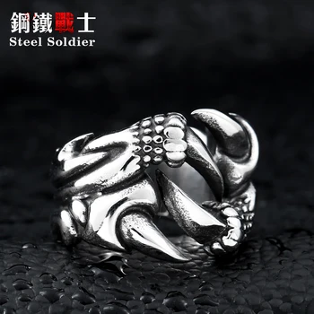 čelična prsten s kandžama zmaja u stilu punk-vojnika za muškarce, nakit od nehrđajućeg čelika