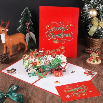 Čestitke Božićne čestitke Božićno drvce Zimski poklon Pop-up razglednice, Božićne ukrase Naljepnice Lasersko rezanje Božićni pozdrav