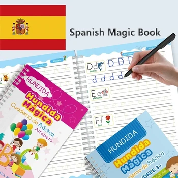 Španjolski čarobne knjige, proučavaju slova radna bilježnica za crtanje za djecu, reusable arapska knjiga za djecu, slikovnice za pisanje po metodi Montessori