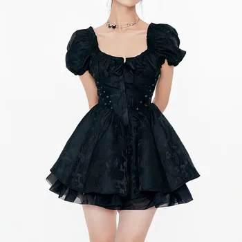 Ženska ljetna Lolita haljina tunika mreže bijega princeza s trga cutaway napredne stranke balon rukava dar винтажное mini-haljina