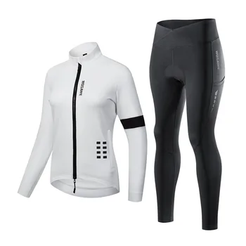 Ženska sportska odjeća za biciklizma na otvorenom Slim Fit Plus komplet od vrhovima i hlače s baršun отстрочкой s dugim rukavima