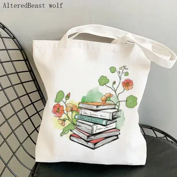 Ženska torba za kupovinu, umjetnička torba s cvjetnim ispis, knjige, холщовая torba za kupovinu u stilu харадзюку, ženska torba-тоут, ženska torba preko ramena