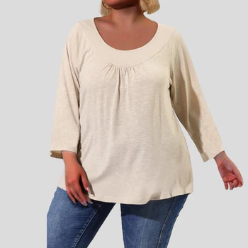 Ženska плиссированная tunika dugih rukava, majice, ženske svakodnevni slobodna bluza, majica, odjeća 2023