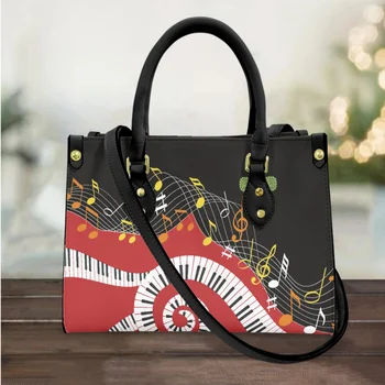 Ženske torbe FORUDESIGNS Music s dizajnom klavir, poznate ženske torbe na ramenu od kože 2023 godine, klasične modne torbe-тоут, trendi torbe-тоут