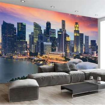бейбеханг Custom pozadine 3d freske živahan noćni pogled Singapura TV pozadina je pozadina za vaš dom dekor 3d papel de parede