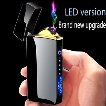 Ветрозащитная metalni беспламенная električni upaljač, двухдуговая plazma USB-lakše je dodirna индукционная upaljač sa led zaslon napajanje