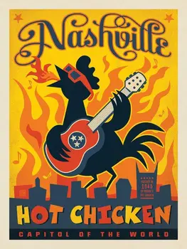 Жестяная Firma Nashville Hot Chicken Dekor Kokošinjac Zabavan Poklon Metalni Znak Vanjska Unutarnja Стеновая Ploča Retro Vintage Freska